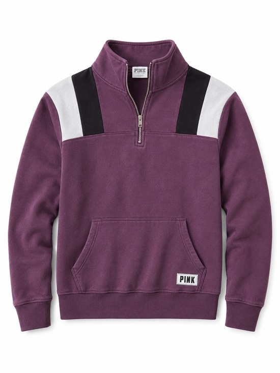 PINK Victoria's Secret Tops - PURPLE VICTORIA’s SECRET PINK QUARTER ZIP SWEATSHIRT